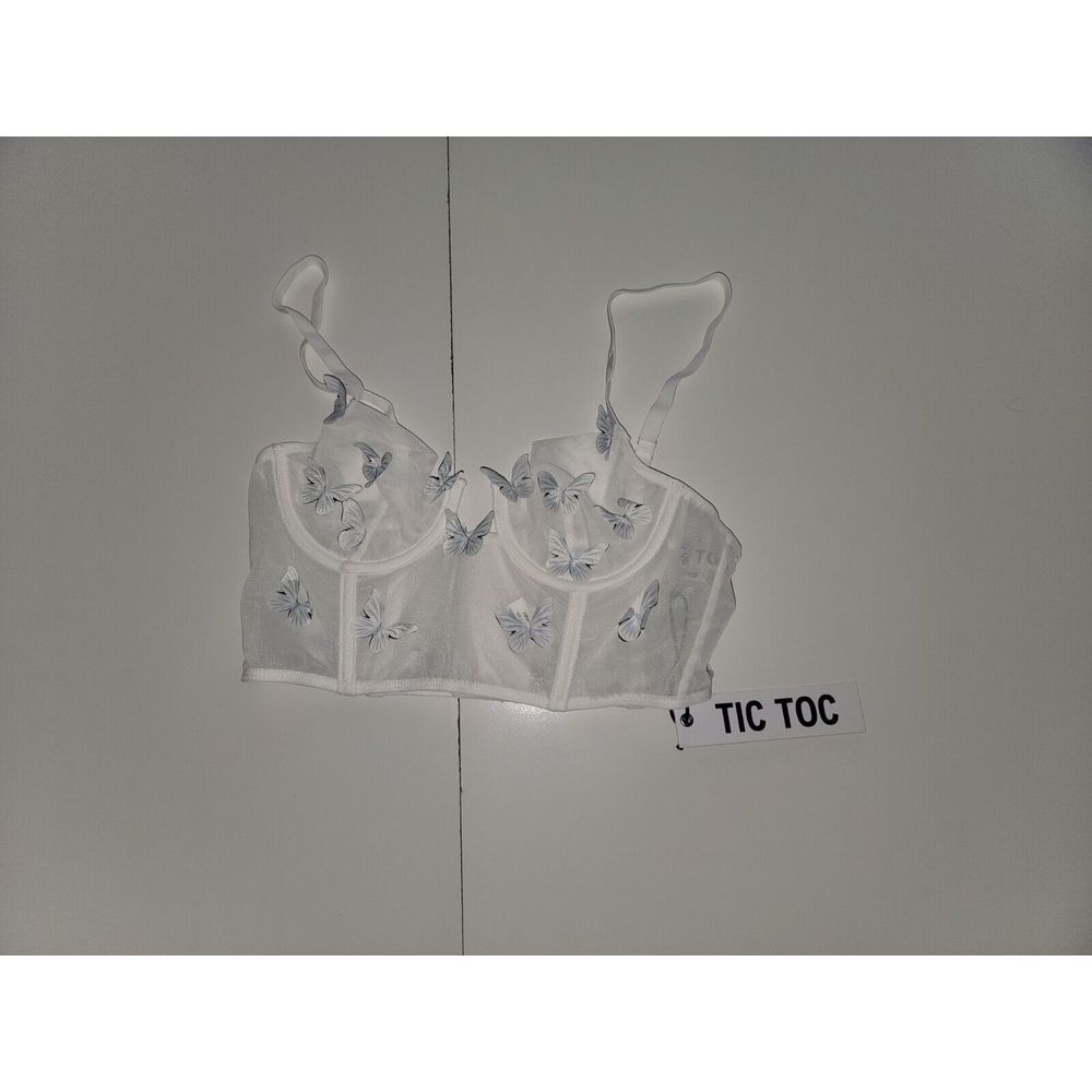 Tic Toc White  Butterfly Strap Bralette‎  Size Small